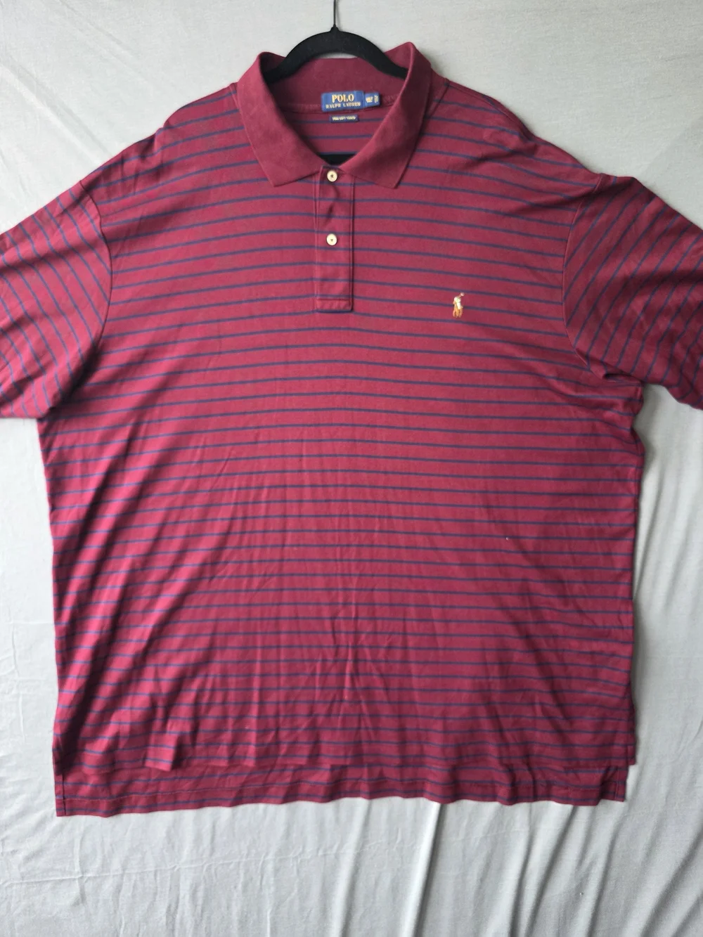 Polo Ralph Lauren Pima Soft Touch Polo Shirt Men's 4XLT Tall Burgundy Blue Strip